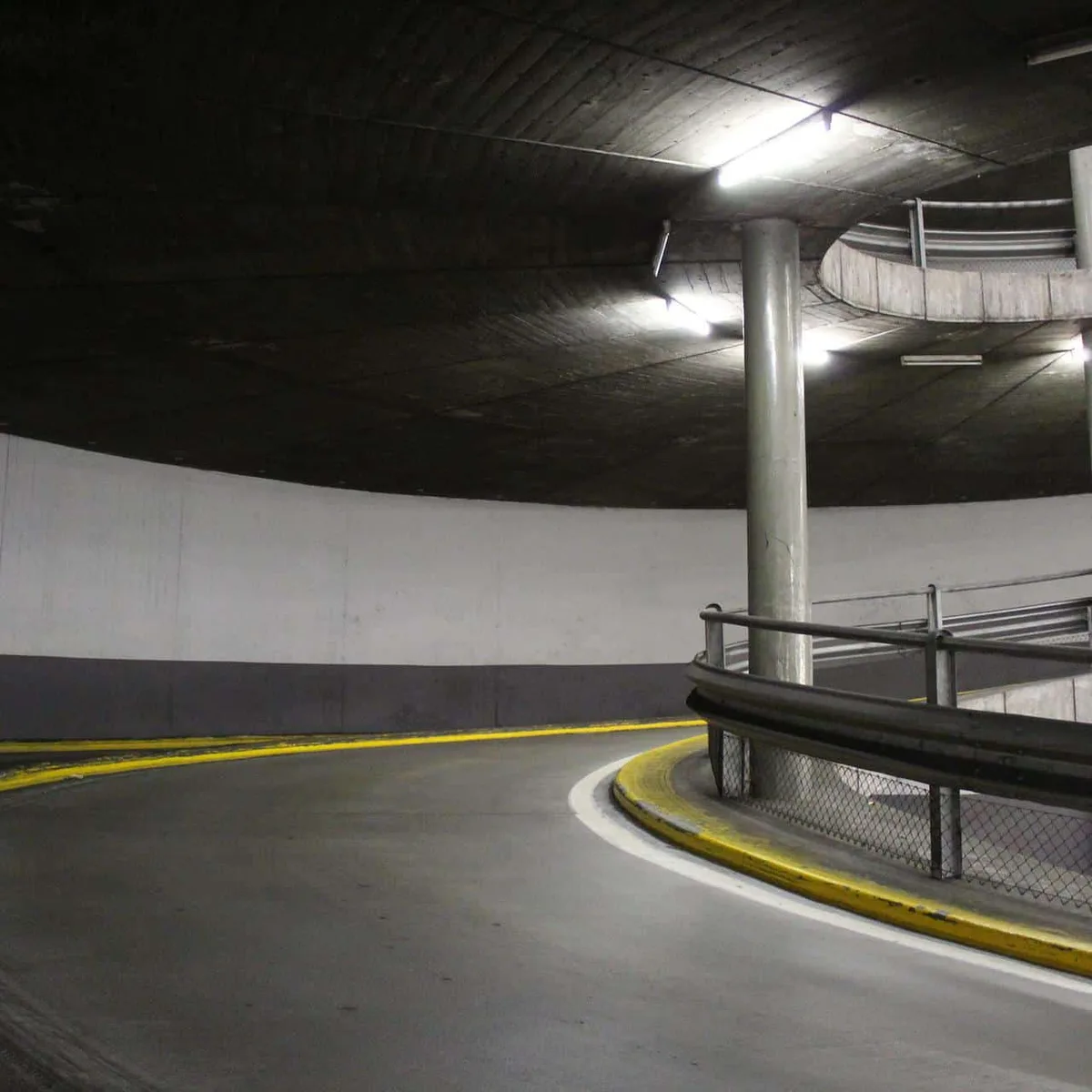 Ramp and parking deck of an underground car park during repair work